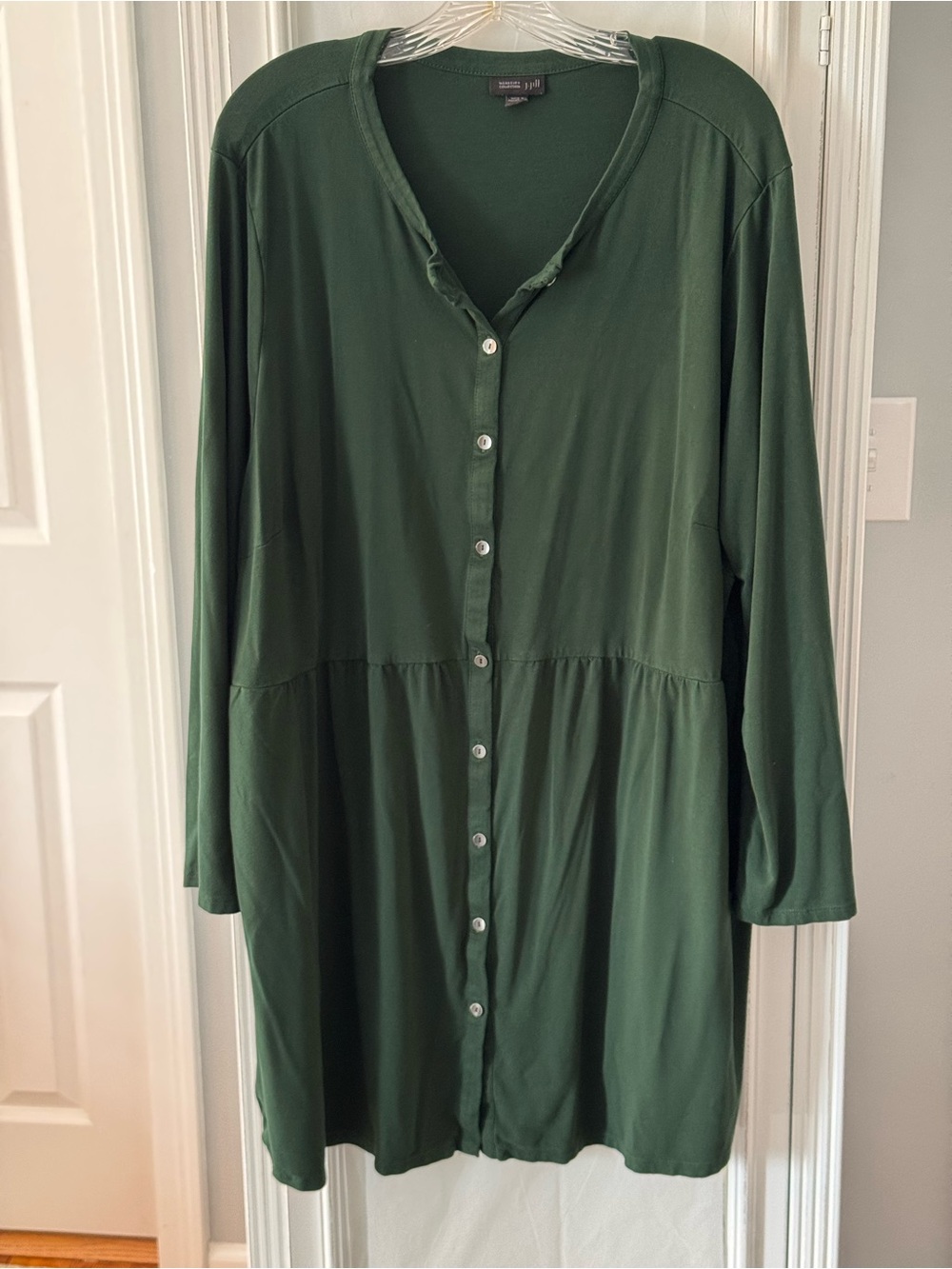 J. Jill Wearever Green Button-Front Long Sleeve Tunic Dress and Tank Size 3X - Picture 2 of 7